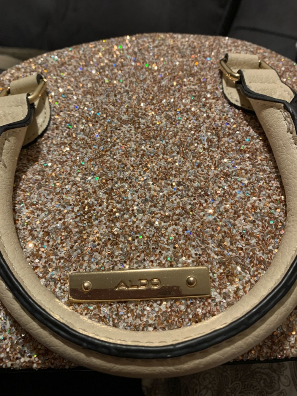 Aldo Glitter Dome Mini Bag in Beige with Gold Hardware - Picture 3 of 8